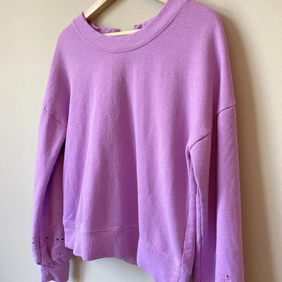Halogen Women's Size Small Eyelet Purple Crewneck Pullover Sweatshirt Romantic - Picture 9 of 16